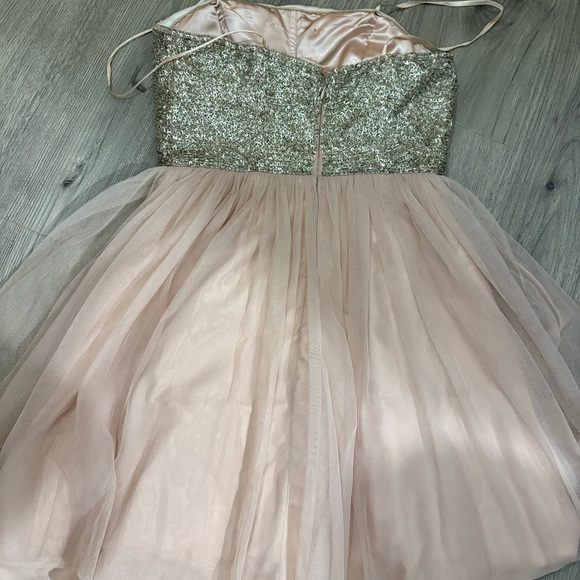 AIDAN MATTOX Sz 6 Blush Beaded Top Tulle Party Prom Pageant Dress Sparkle Short - Picture 14 of 16